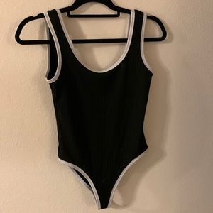 Black and white ribbed bodysuit